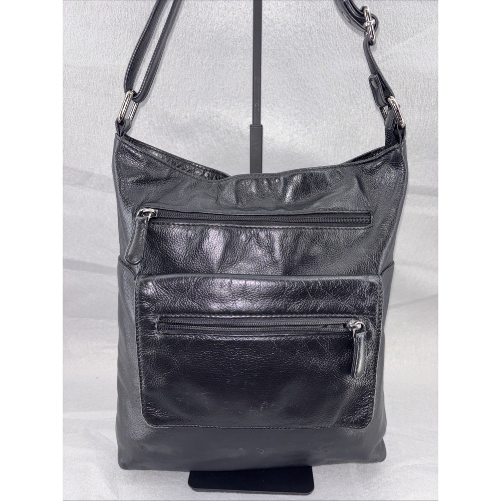 NAPPA Toronto Black Genuine Leather Crossbody Messenger Bag Made In Canada EUC